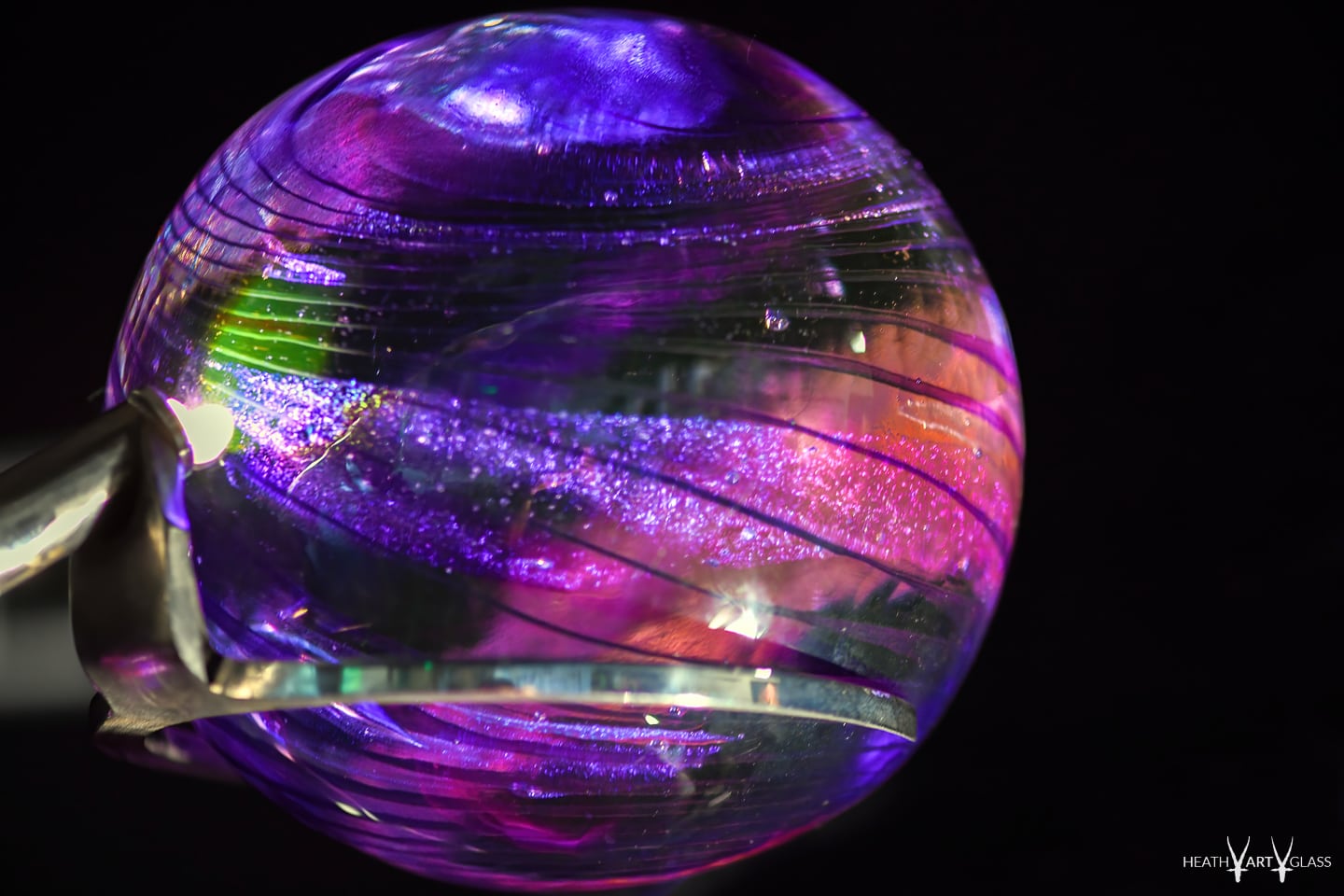 purple chakra made of hand blown glass